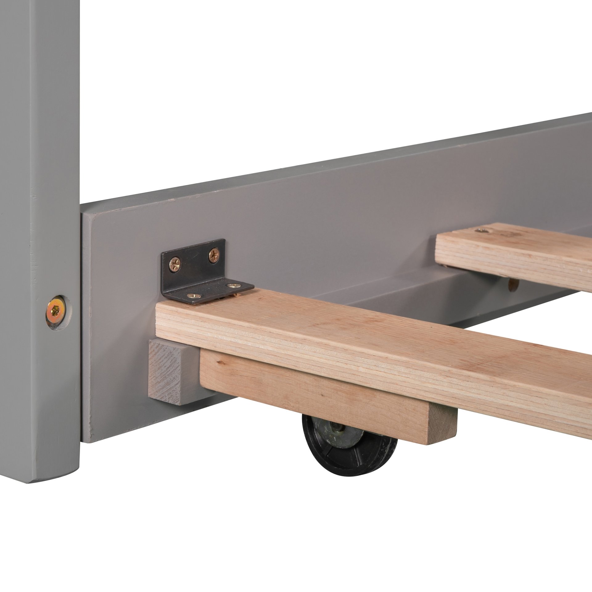 L-Shaped Platform Bed With Trundle And Drawers Linked With Built In Desk, Twin - Gray - Image 17