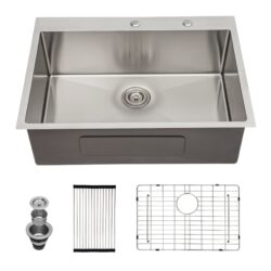 Single Bowl Topmount Kitchen Sink - Brushed Nickel