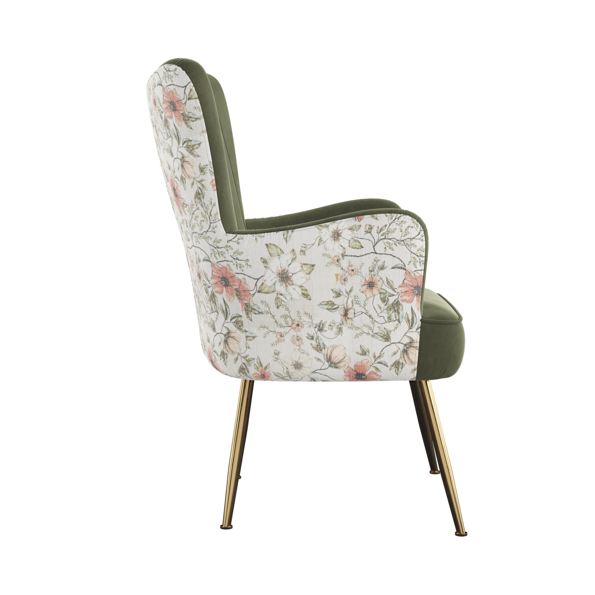 Accent Chair With Unique Print Fabric - Green - Image 6