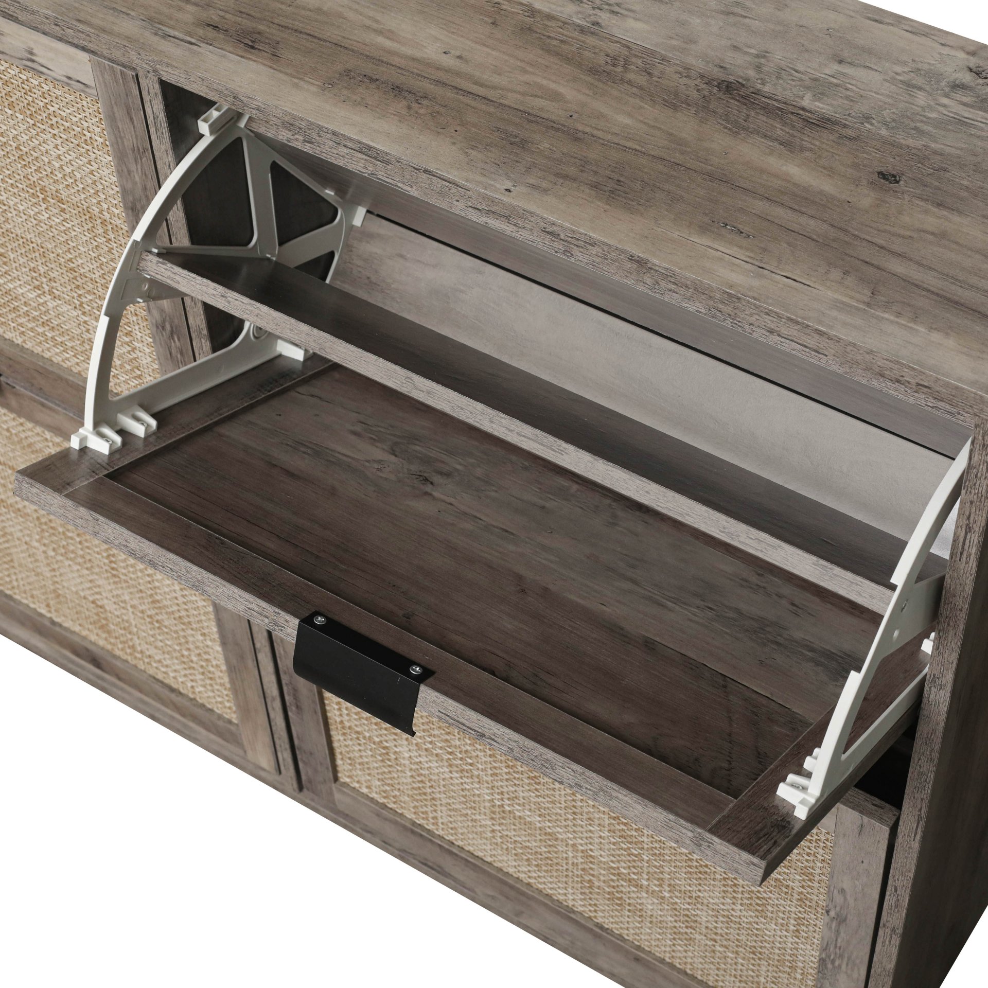 4 Door Shoe Rack, Freestanding Modern Shoe Storage Cabinet, For Entryway - Dark Gray - Image 14