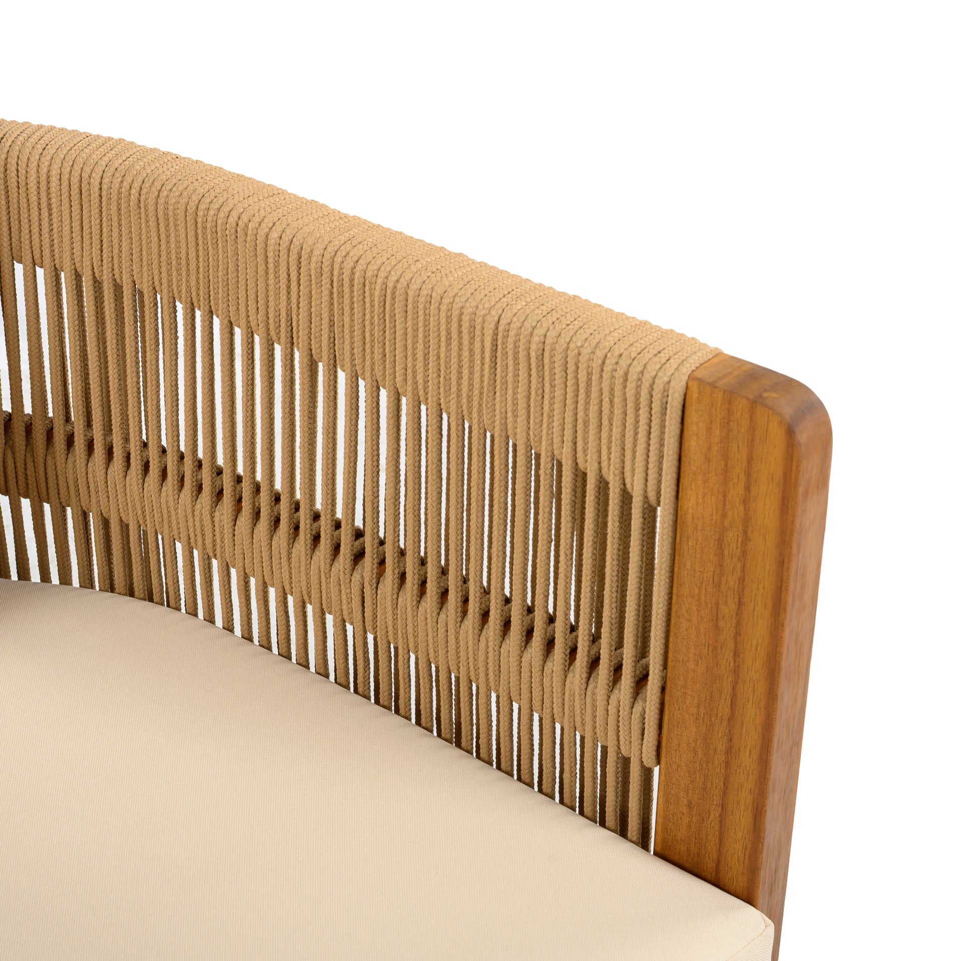 Outdoor Dining Chairs With Rope Handles (Set of 2) - Beige / Teak - Image 15