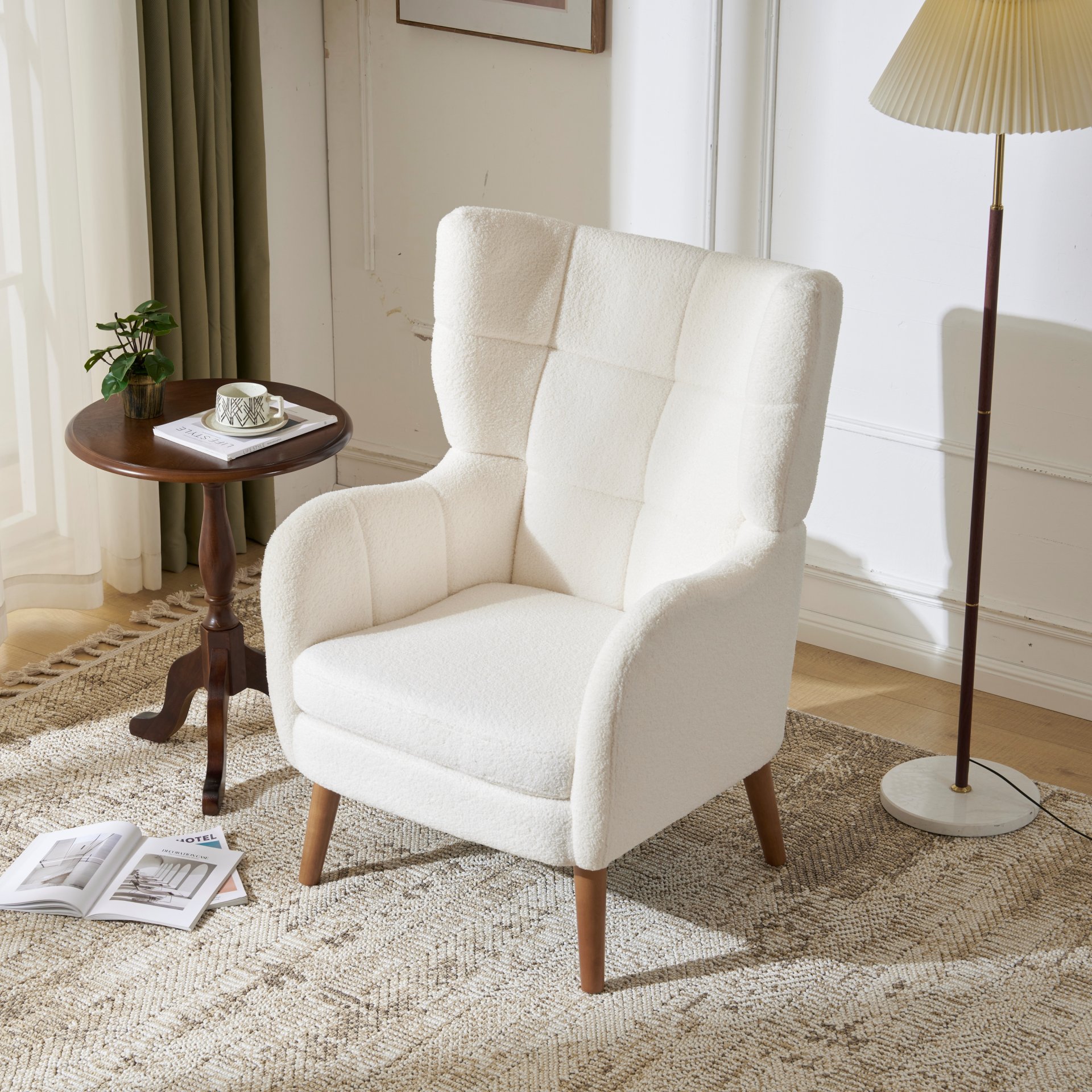 Accent Chair With Birch Wood Legs - White - Image 4