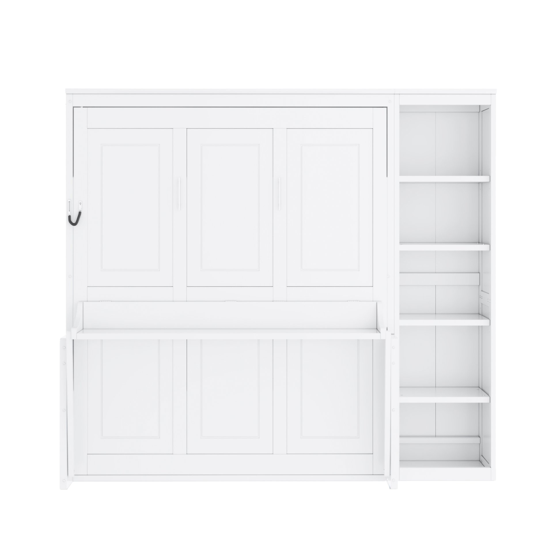 Full Size Murphy Bed & Desk And Bookshelf - White - Image 9