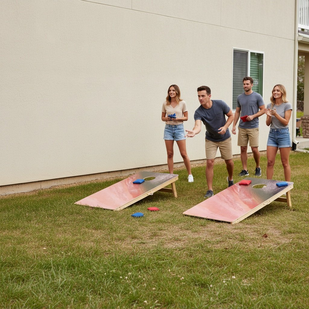 4X2 Ft Large Size Cornhole Board (Set of 2), Outdoor Game Board Set With 8 Bean Bags, Perfect For Lawn, Backyard, Beach, Park - Navy / Red / Brown - Image 5