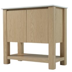 Bathroom Vanity With Rectangle Sink, Soft Closing Doors, Open Bottom Shelf - Antique Natural