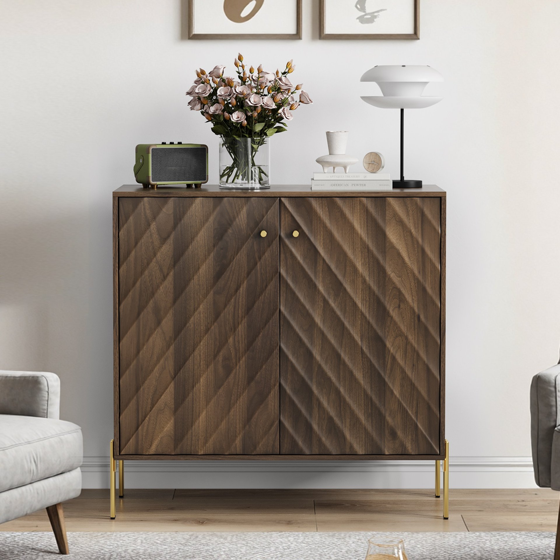 Sideboard Buffet With Storage For Living Room - Walnut - Image 2