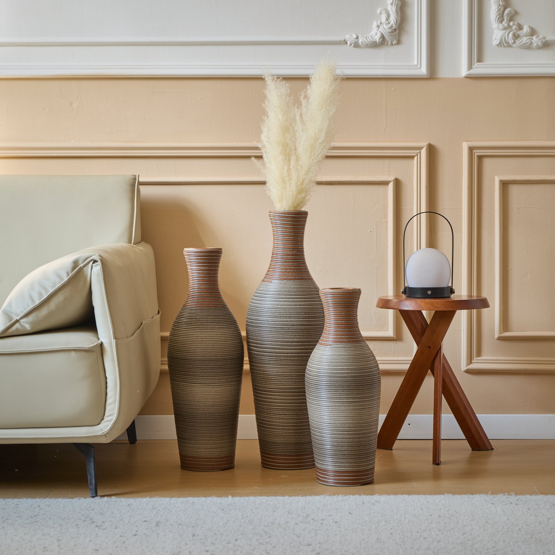 Desktop Vase, Classic And Neat Floor Vase, High Independent Flower Stand, Home Decoration Flower Stand (Set of 3) - Brown Gray - Image 8