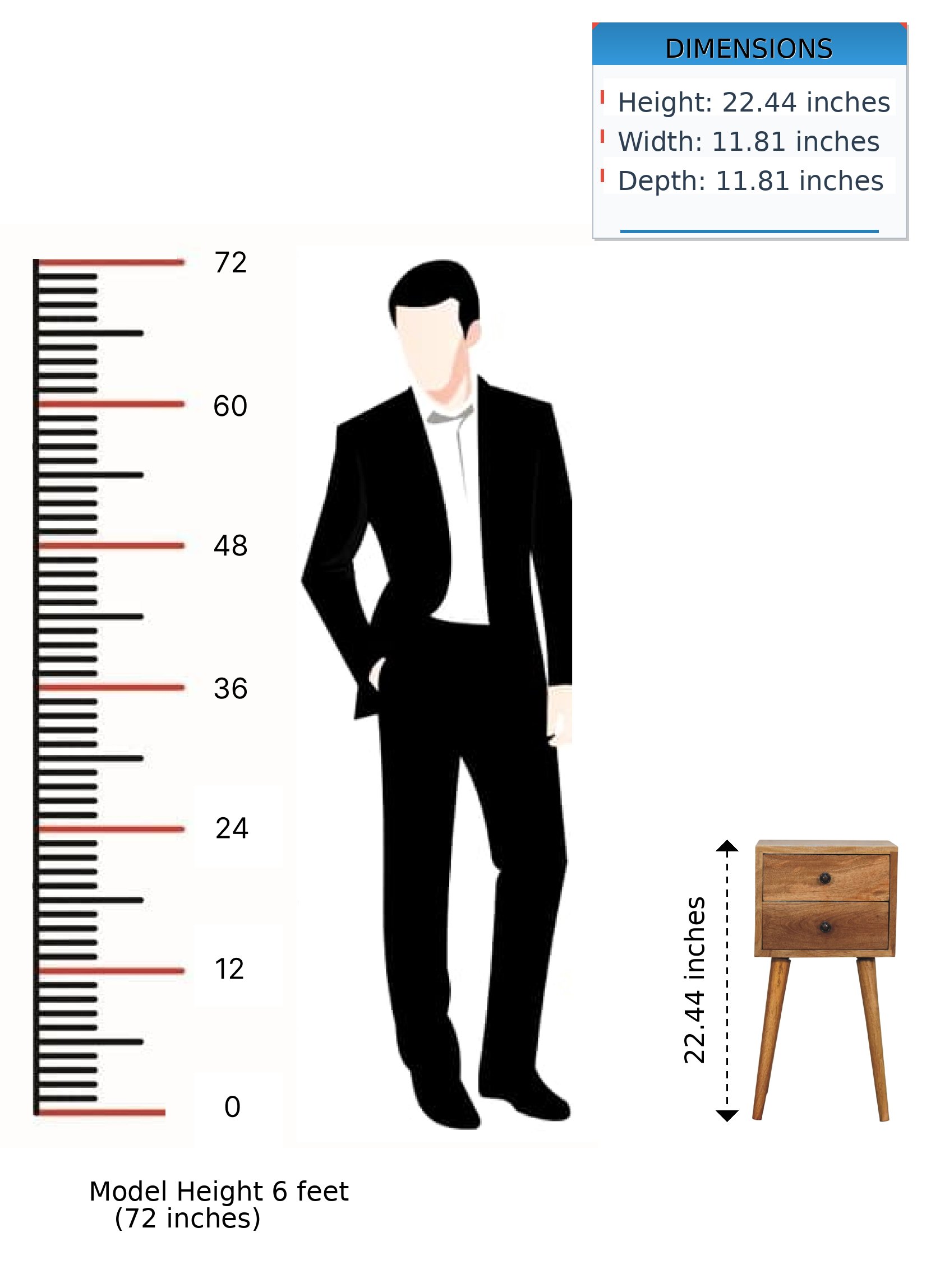 Mini 2 Drawer Nightstand - Oak - Image 13