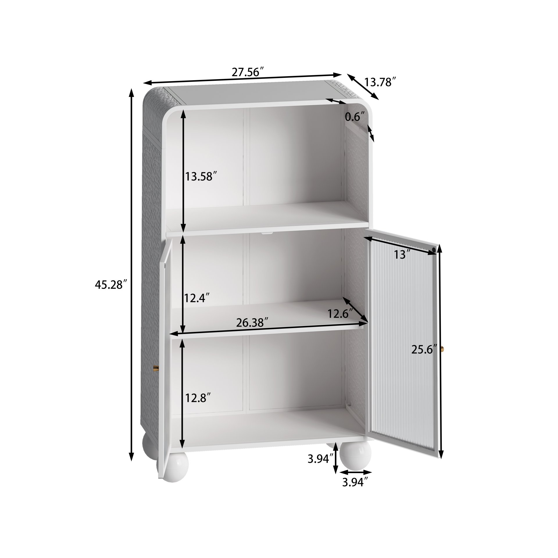 Storage Cabinet With Shelves And Glass Door, Freestanding Organizer For Bathroom - White - Image 3