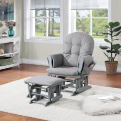 Mason - Glider And Ottoman Gray Wood - Oyster Fabric