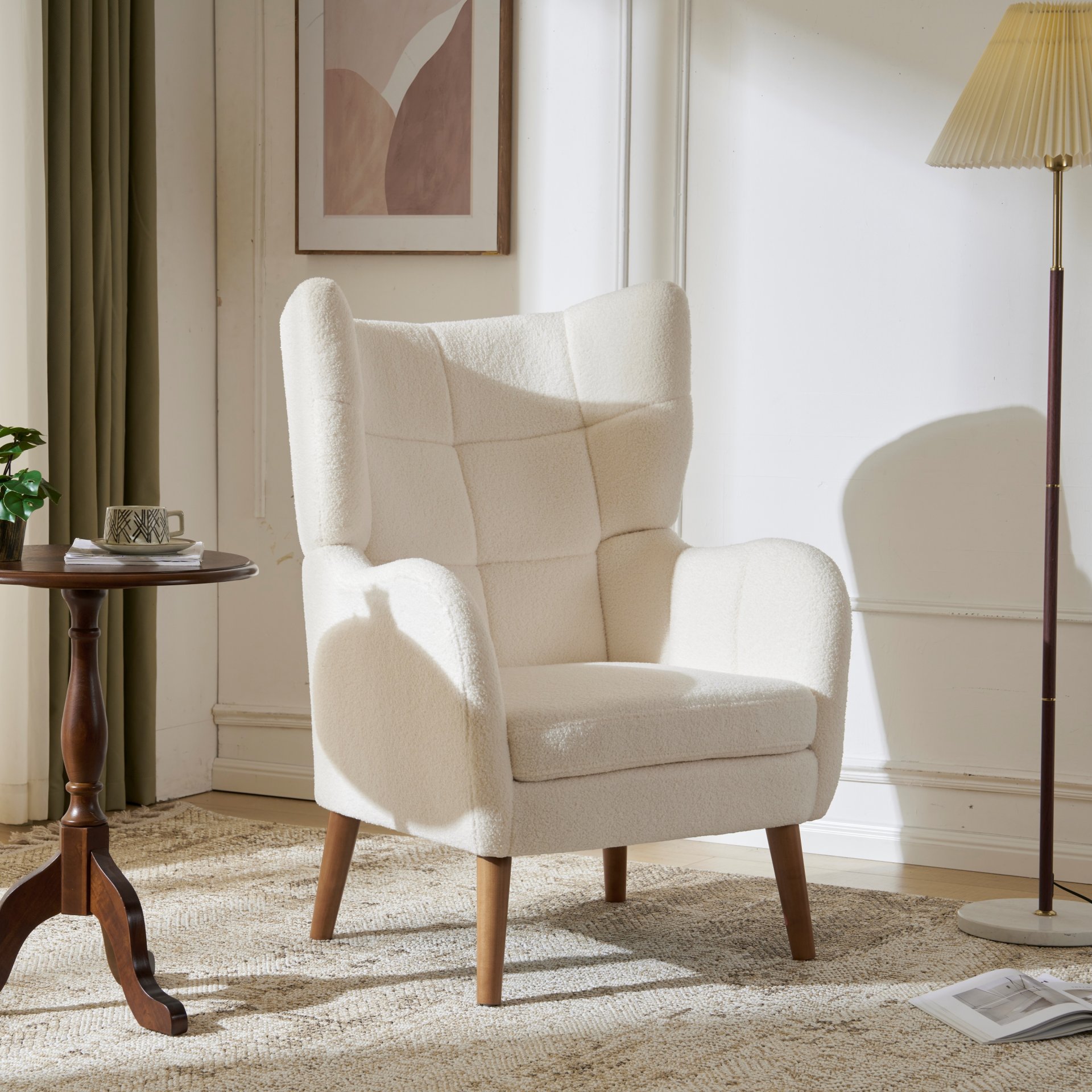 Accent Chair With Birch Wood Legs - White - Image 11