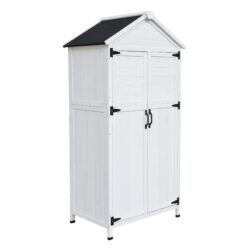 Storage Shed With Double Doors For Outdoor Garden Tool Organization - White