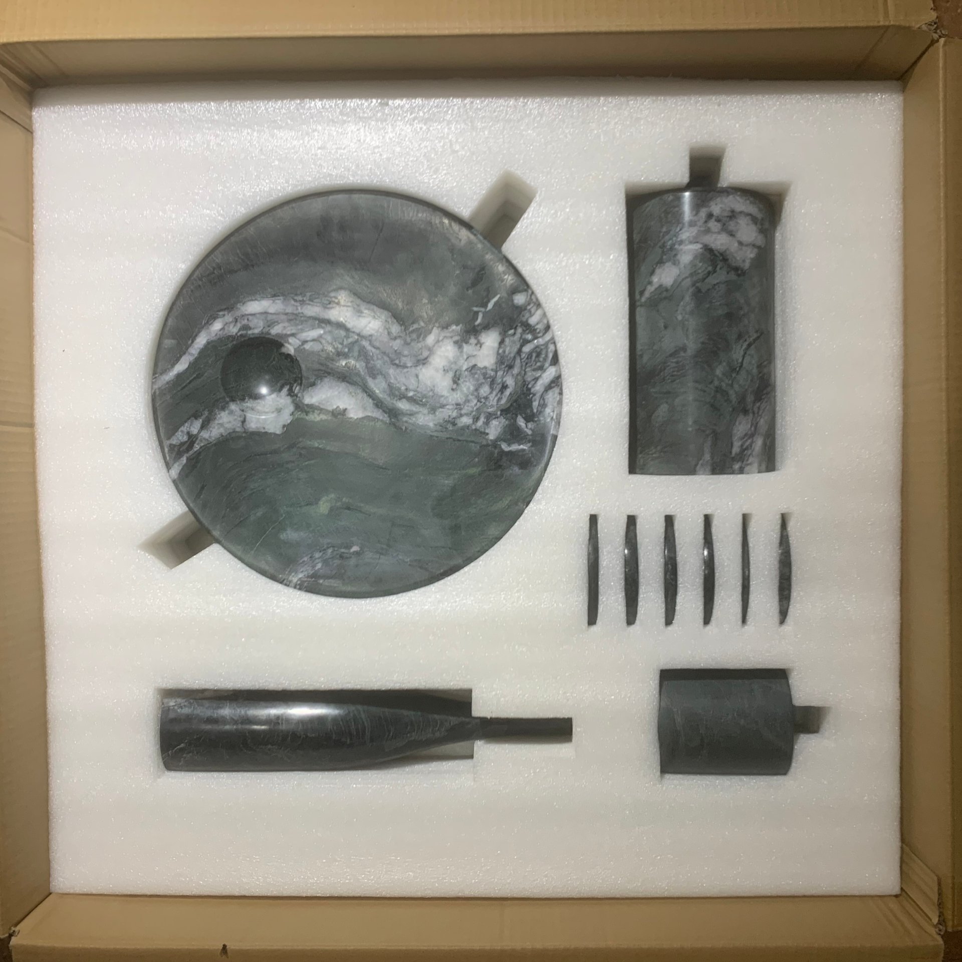 Natural Marble Dining Room Accessories Set, Luxury (Set of 10) - Green - Image 13