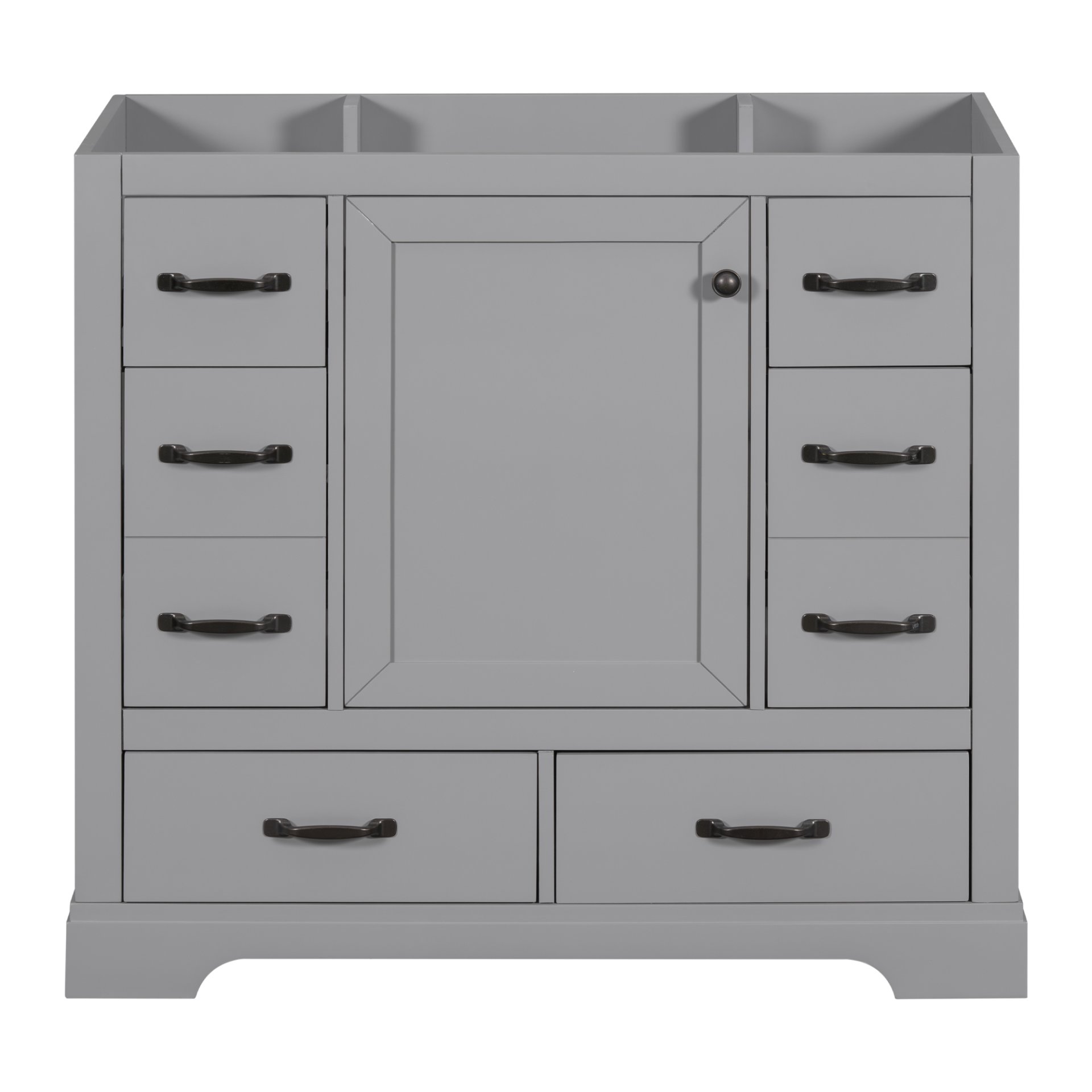 36" Bathroom Vanity Without Sink, Cabinet Base Only, 6 Drawers, Multi Functional Drawer Divider, Adjustable Shelf - Gray - Image 6