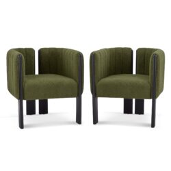 Stylish Seating Dining Chairs (Set of 2) - Black / Olive Green