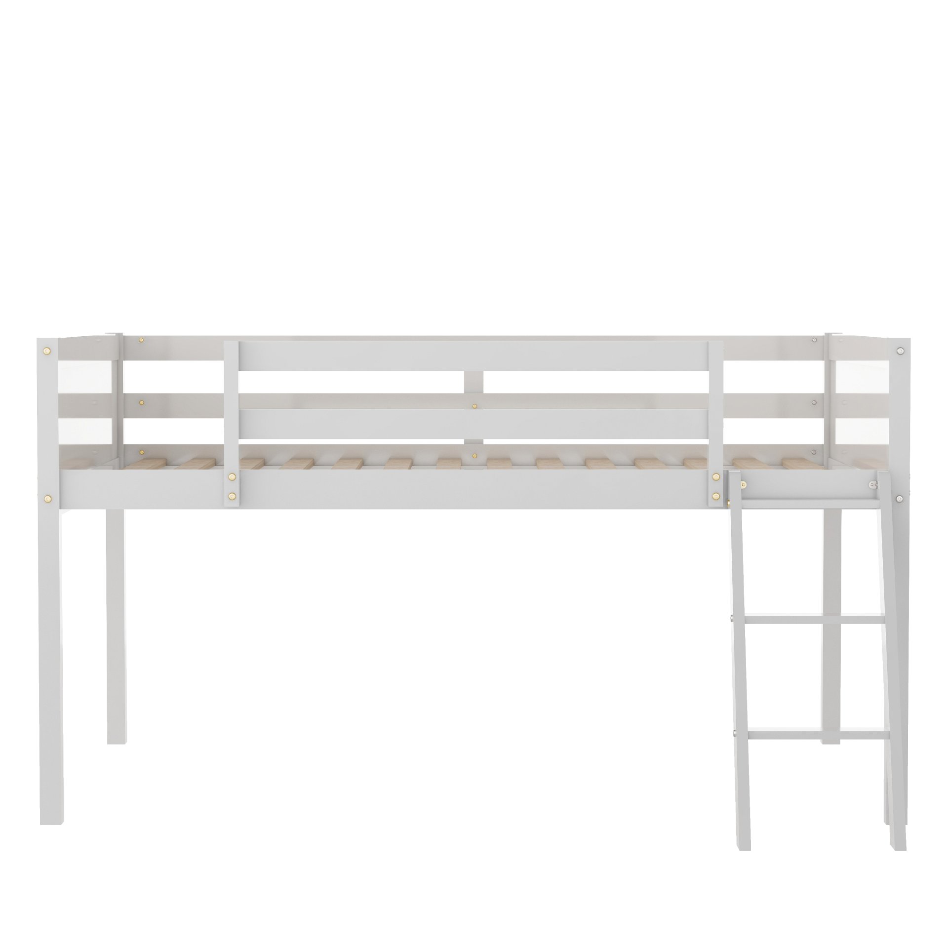 Full Size Low Loft Bed With Adjustable Ladder - White - Image 11