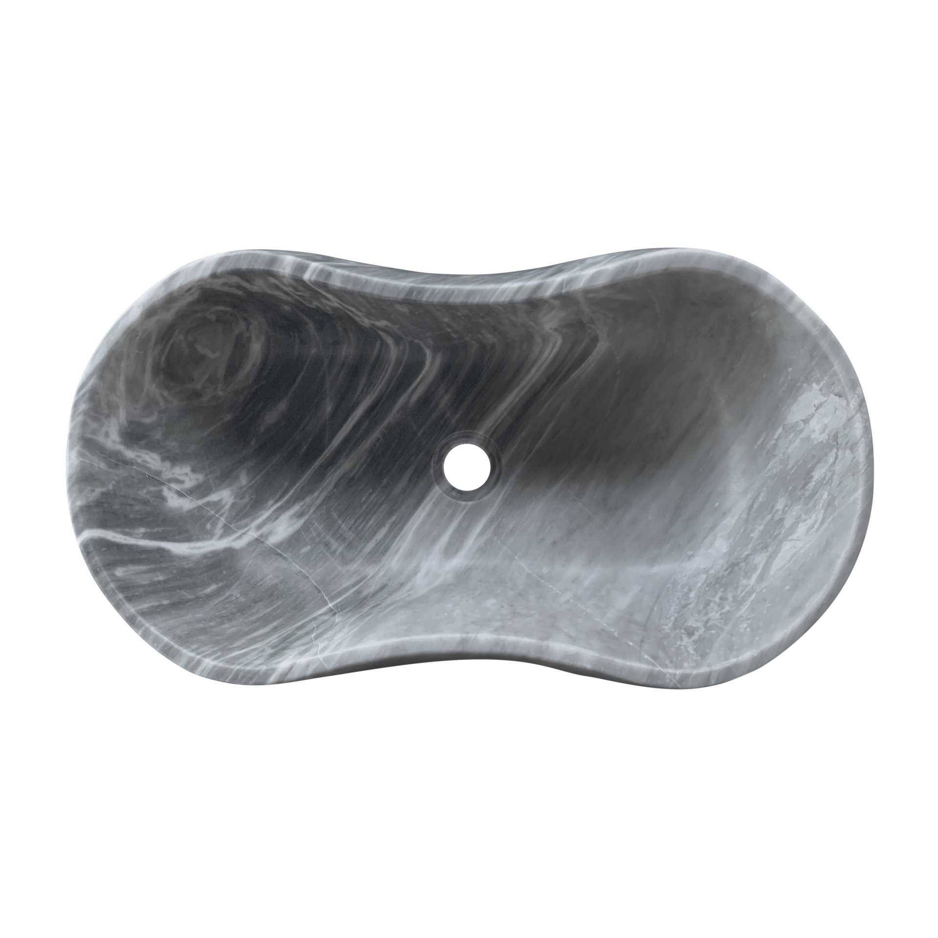 Bathroom Vessel Sink, Wavy Design, Semi Polished Surface - Gray - Image 13