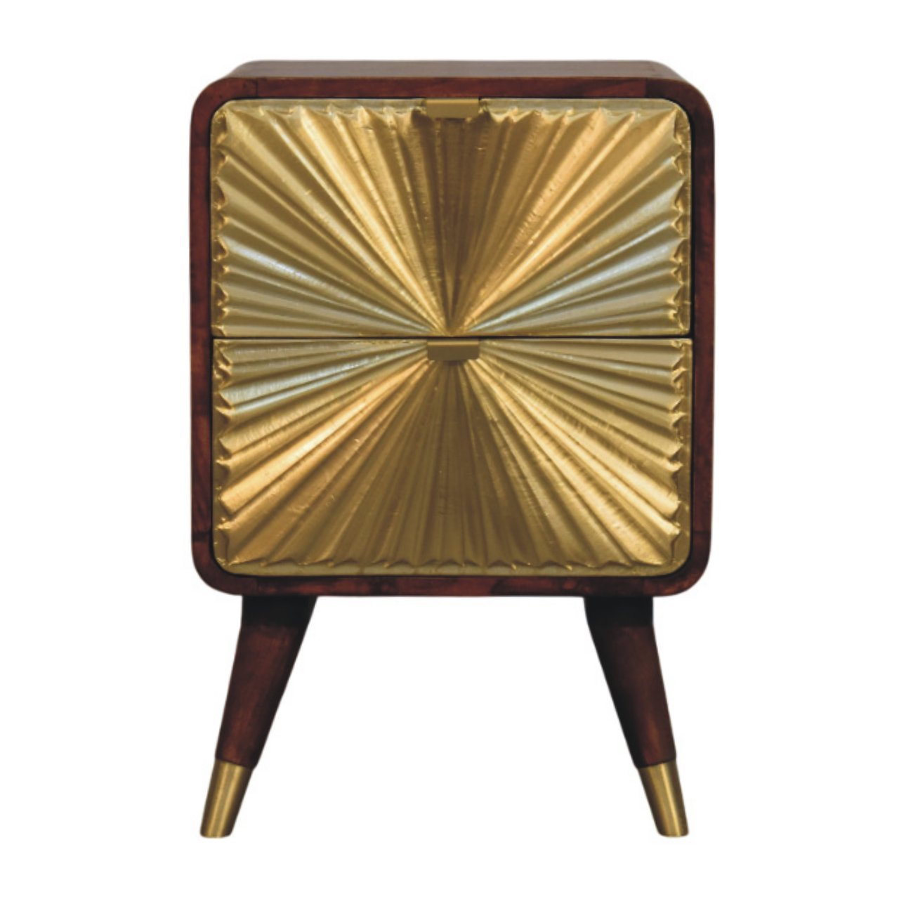 Avora - Brass Embossed 2 Drawer Nightstand - Brown / Golden - Image 2