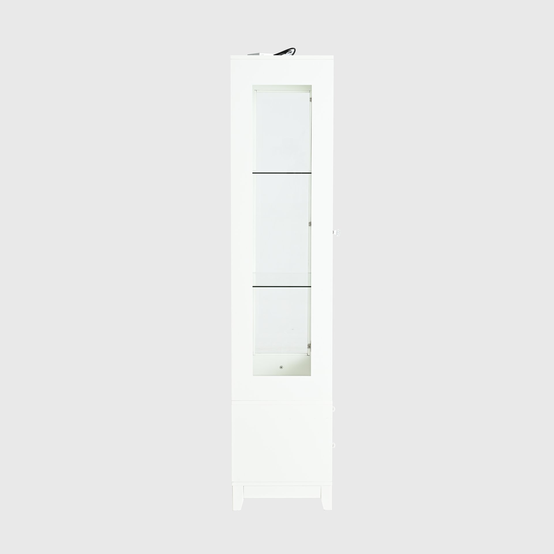Modern Upholstered Glass Display Cabinet With Adjustable LED Light - White - Image 20