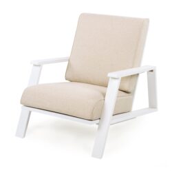 Outdoor Patio Lounge Chair - Beige / White
