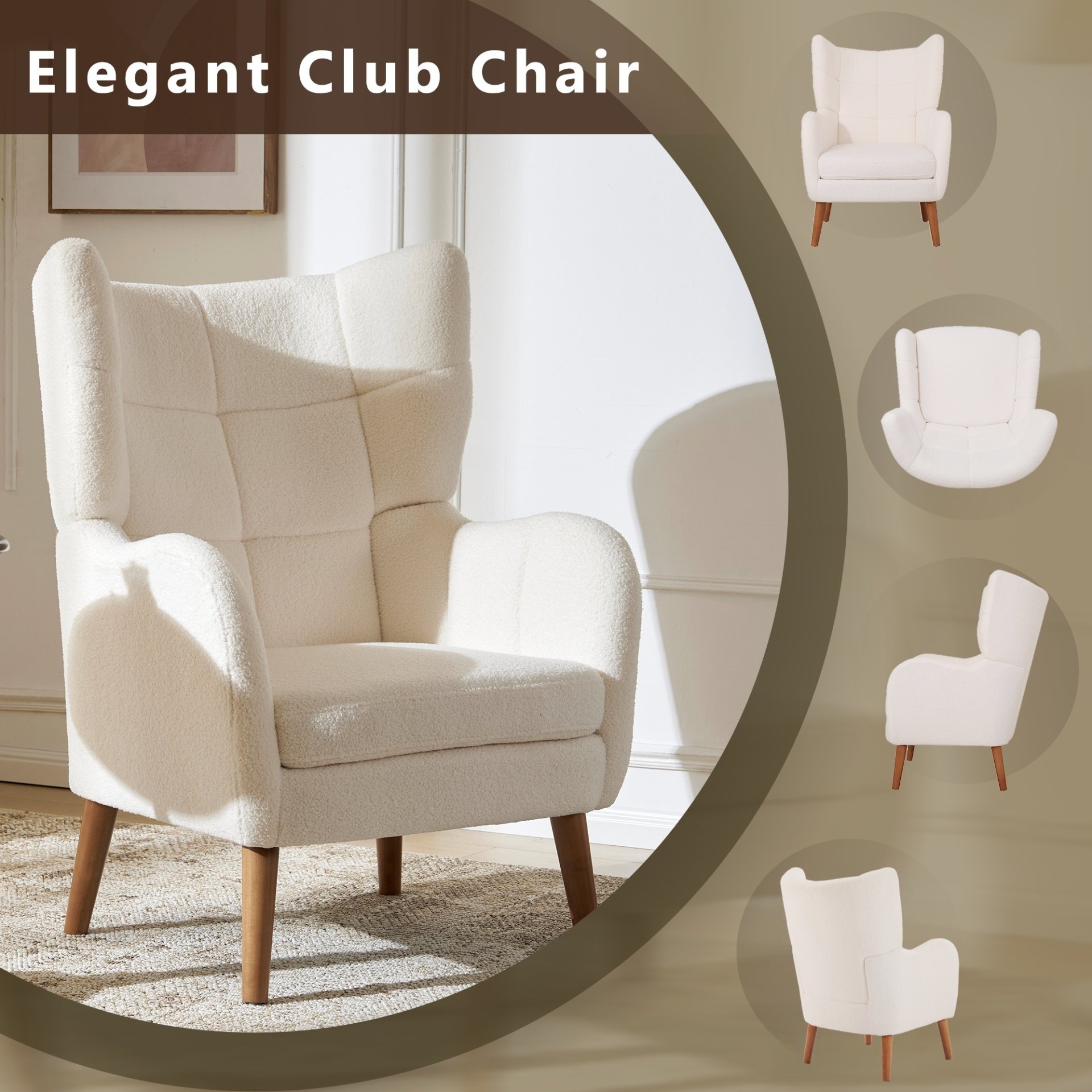 Accent Chair With Birch Wood Legs - White - Image 7