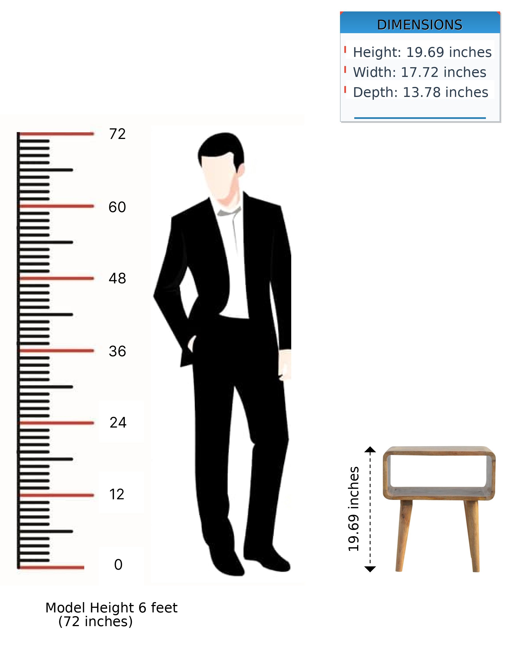 Curved Open Bedside Table - Brown Oak - Image 12