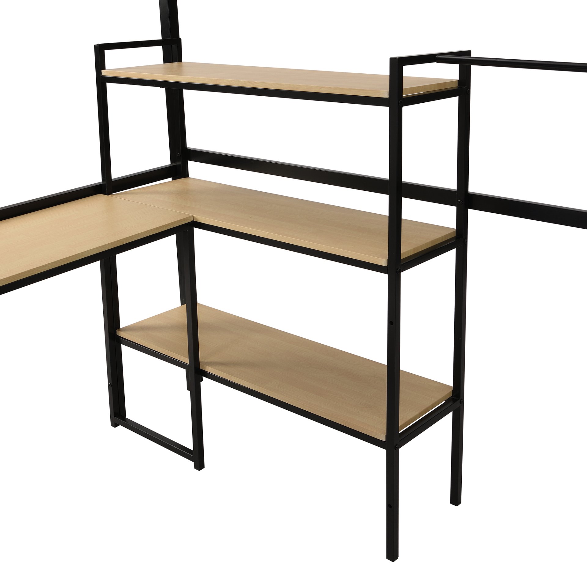 Full Size Loft Bed With Staircase, Built In Desk And Shelves And Sleeping Surface - Black - Image 8