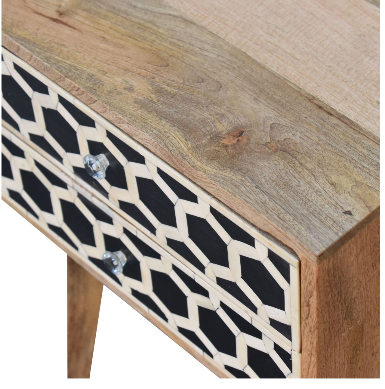 Inlay - Bone Scandi Bedside Table - Oak - Image 5