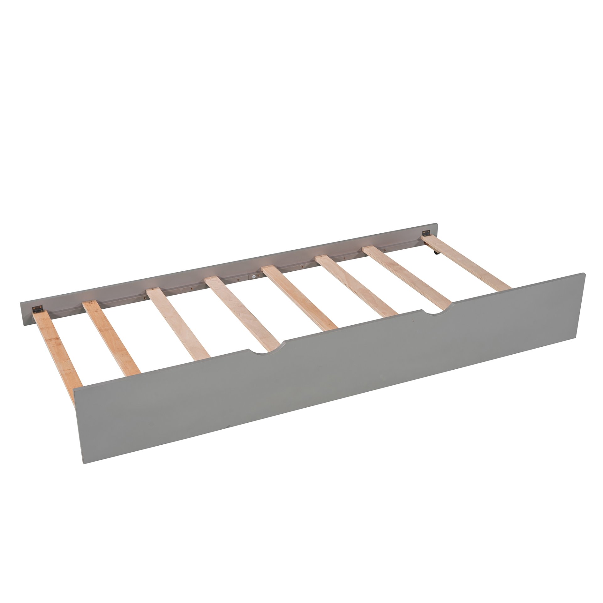 L-Shaped Platform Bed With Trundle And Drawers Linked With Built In Desk, Twin - Gray - Image 14