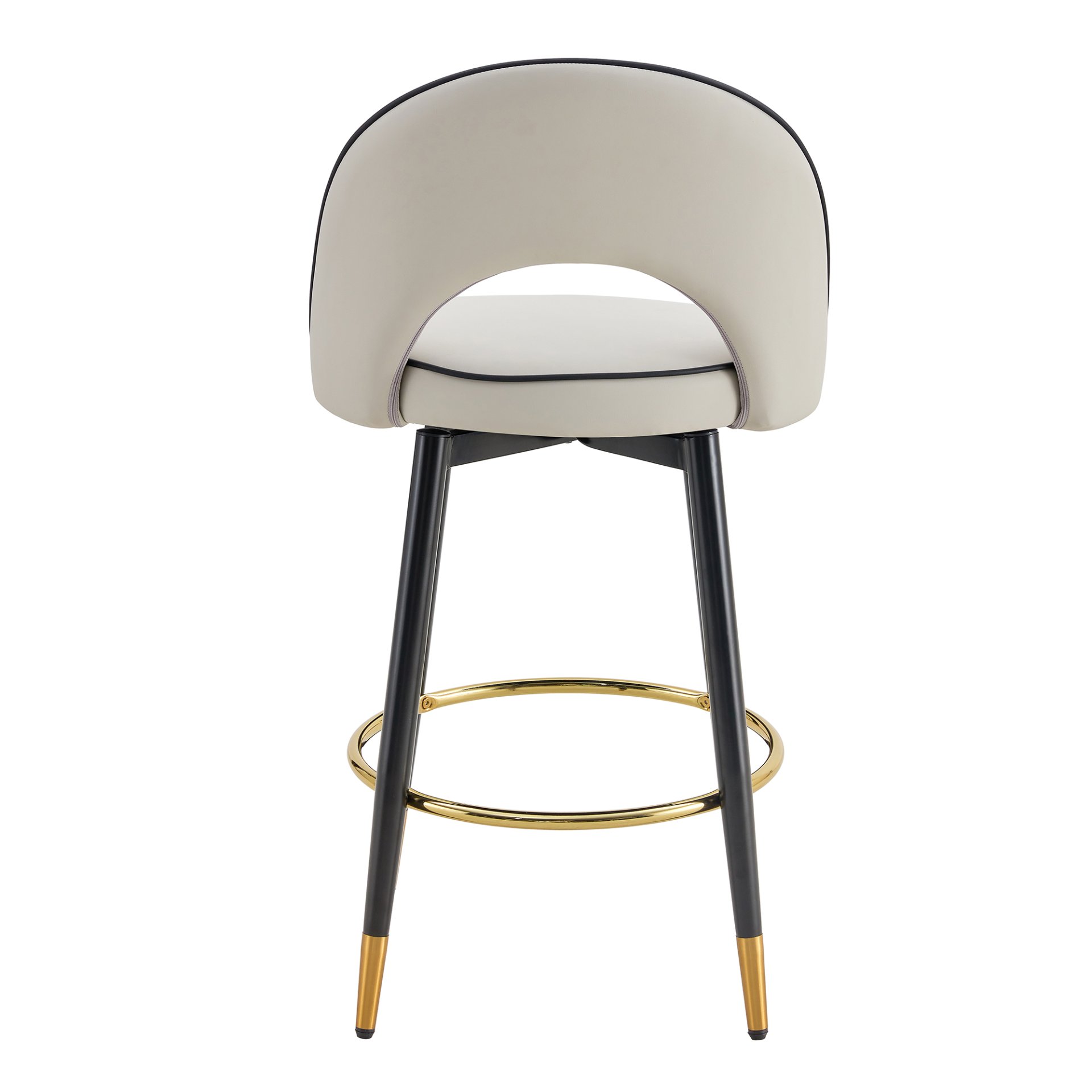 Modern Comfortable Upholstered Bar Chair With Smooth And Beautiful Metal Legs For Dining Room, Kitchen, Terrace And Guest Office (Set of 2) - Black / Gray - Image 19