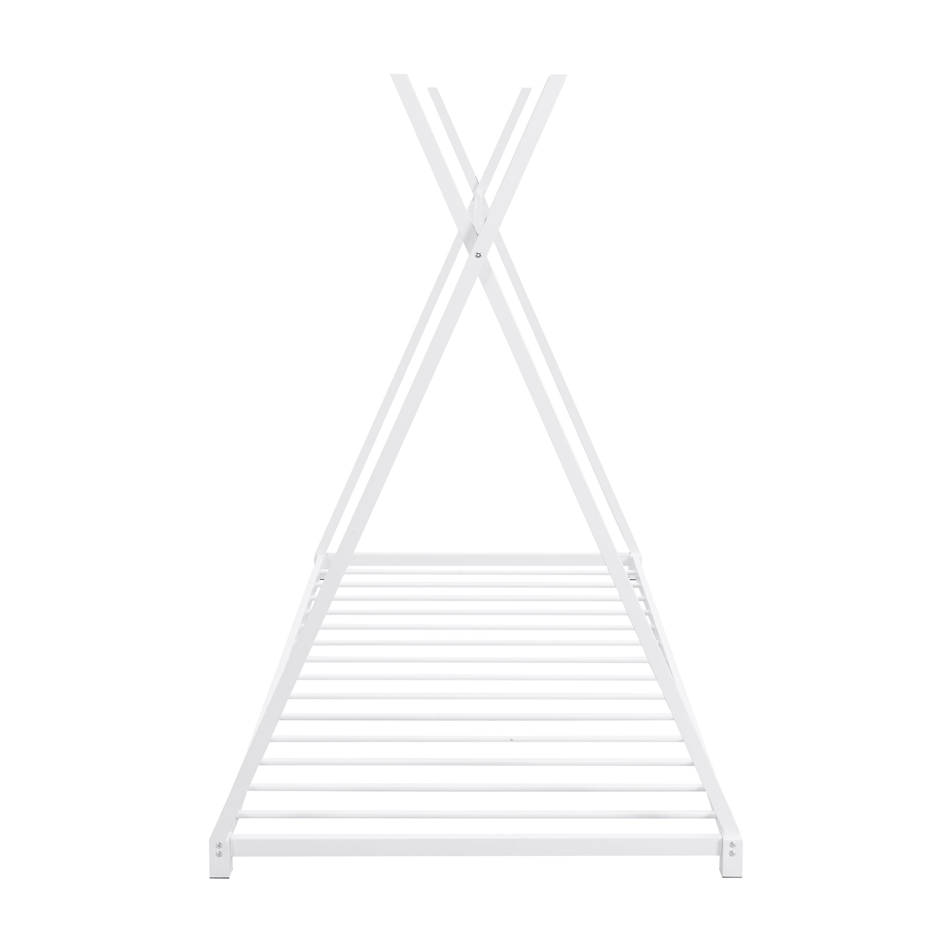 Twin Size House Platform Bed With Triangle Structure, Sturdy Frame, Low Profile Design - White - Image 8