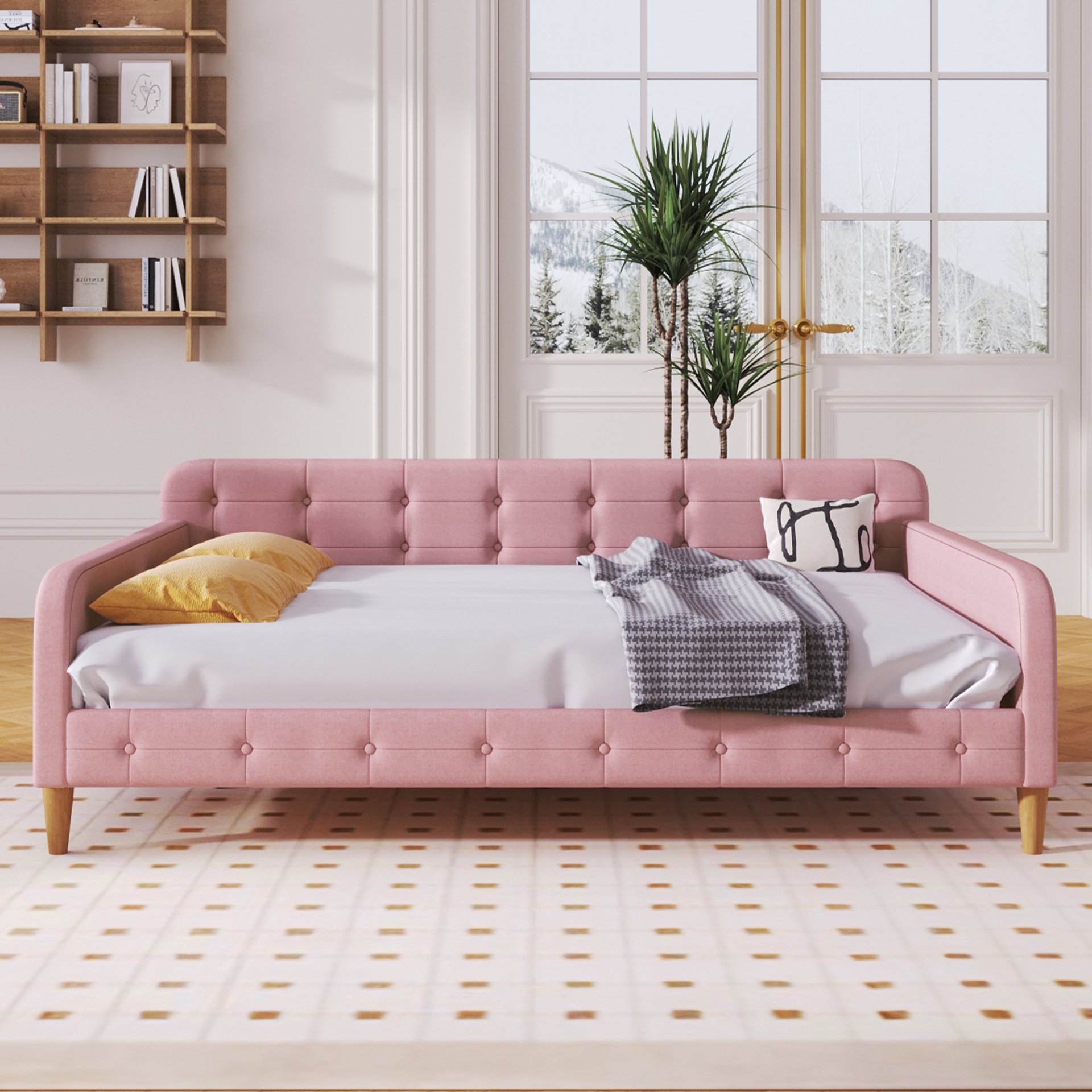 Full Size Upholstered Daybed - Pink - Image 5