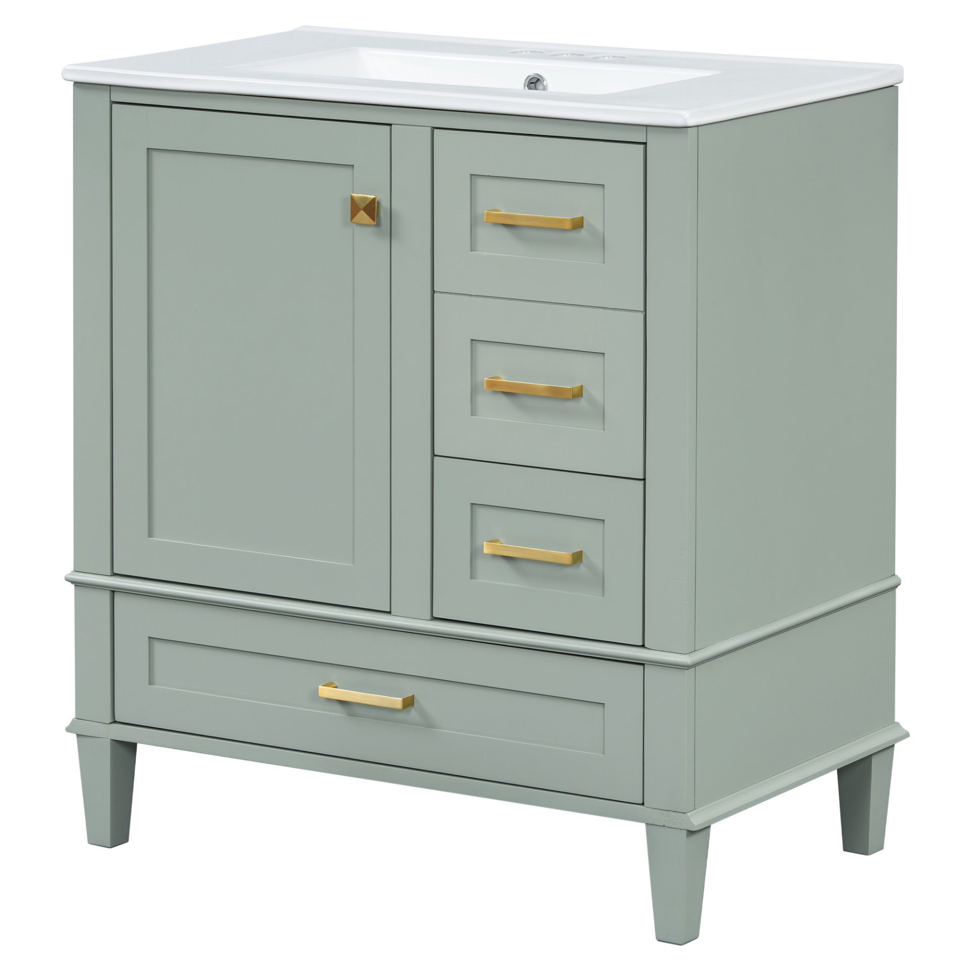 30" Bathroom Vanity Set With Sink, Featuring Soft Close Doors, And 3 Drawer Design - Sage Green - Image 12