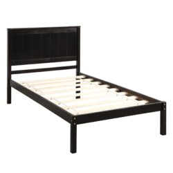 Platform Bed Frame With Headboard, Slat Support, No Box Spring Needed, Twin - Espresso