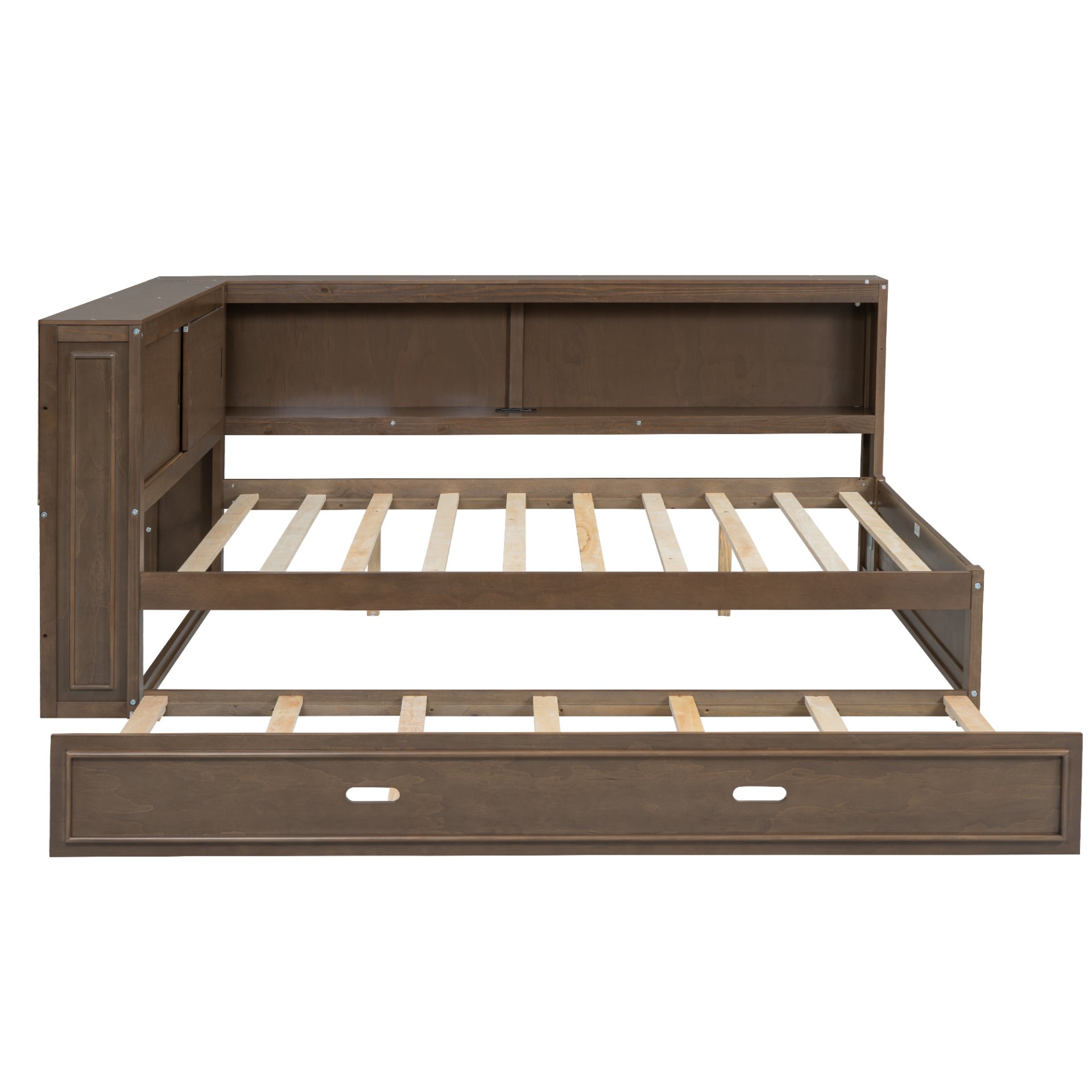 Full Size Daybed With Storage Shelves, LED, USB, And Trundle - Wood - Image 13