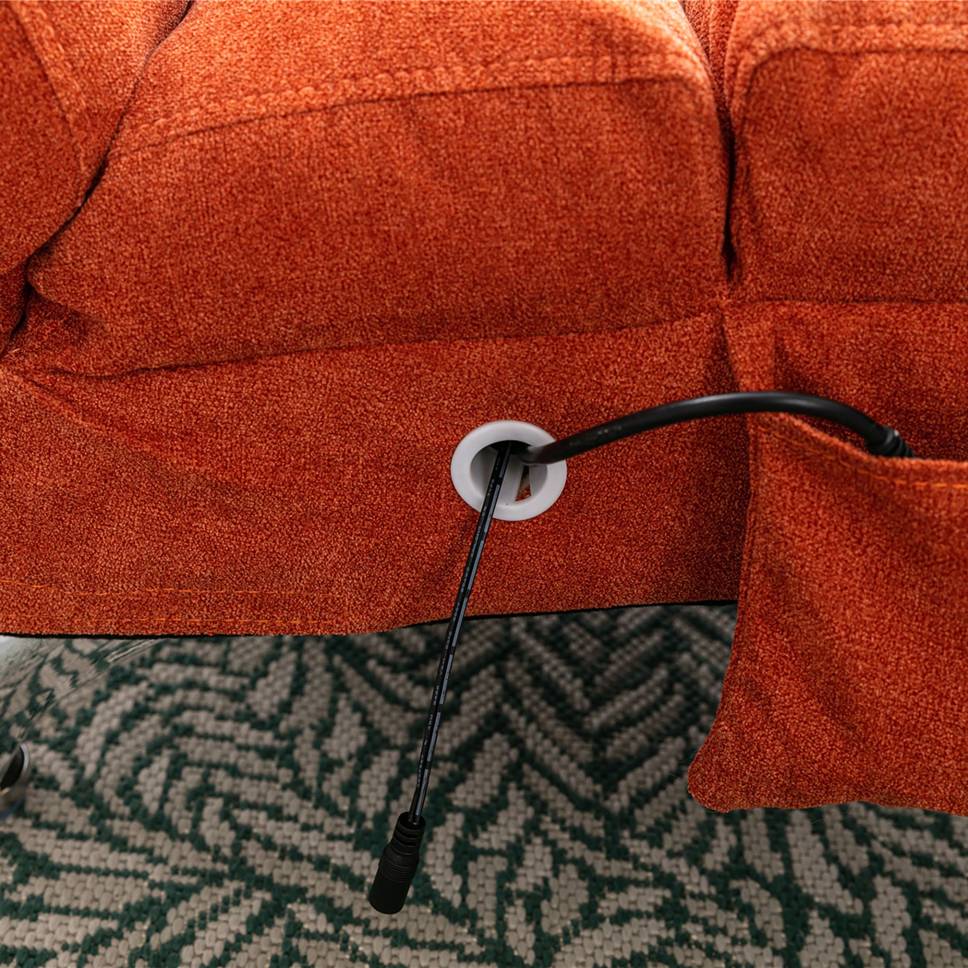 Ergonomic Linen Massage Chaise Lounge With Remote Control, 5 Modes - Orange - Image 11