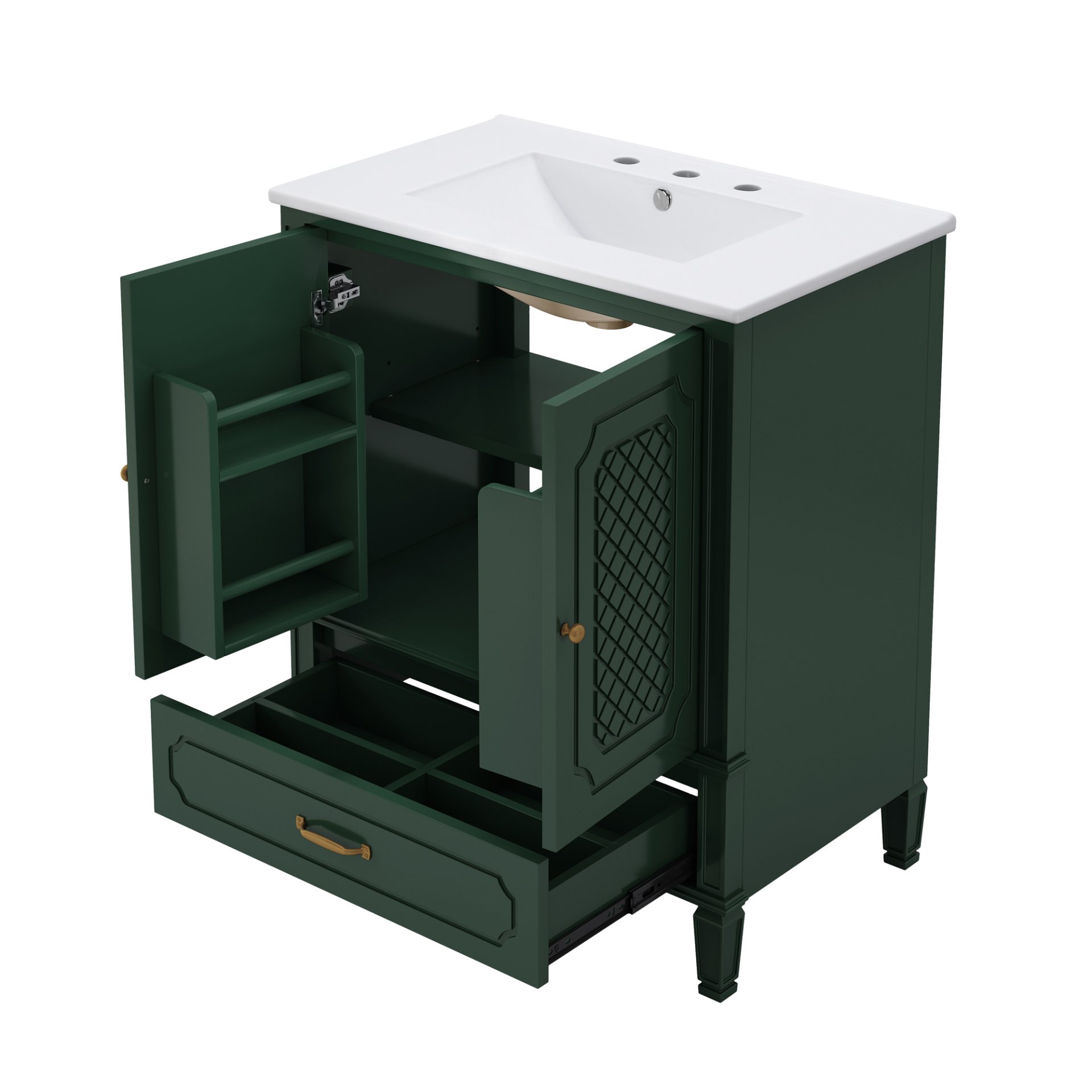 30" Bathroom Vanity With Sink, Soft Closing Door, Multi Functional Storage - Green - Image 16
