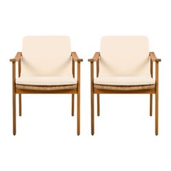 Outdoor Dining Chairs (Set of 2) - Teak / Beige