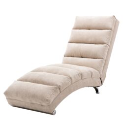 Linen Massage Chaise Lounge Indoor With Remote Control, Ergonomic Electric Massage Lounger - Beige