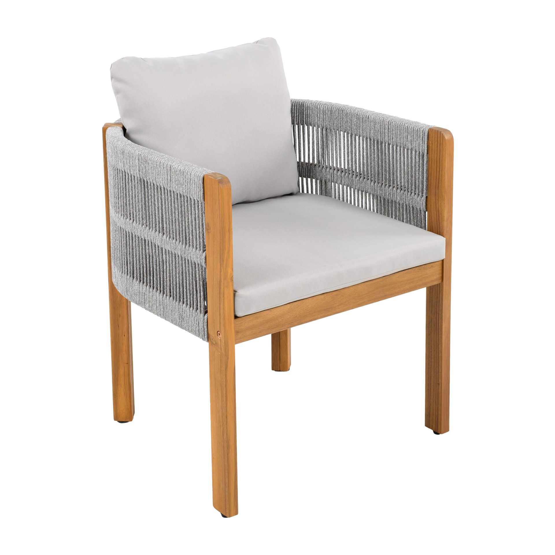 Outdoor Dining Chairs With Rope Handles (Set of 2) - Gray / Teak - Image 7