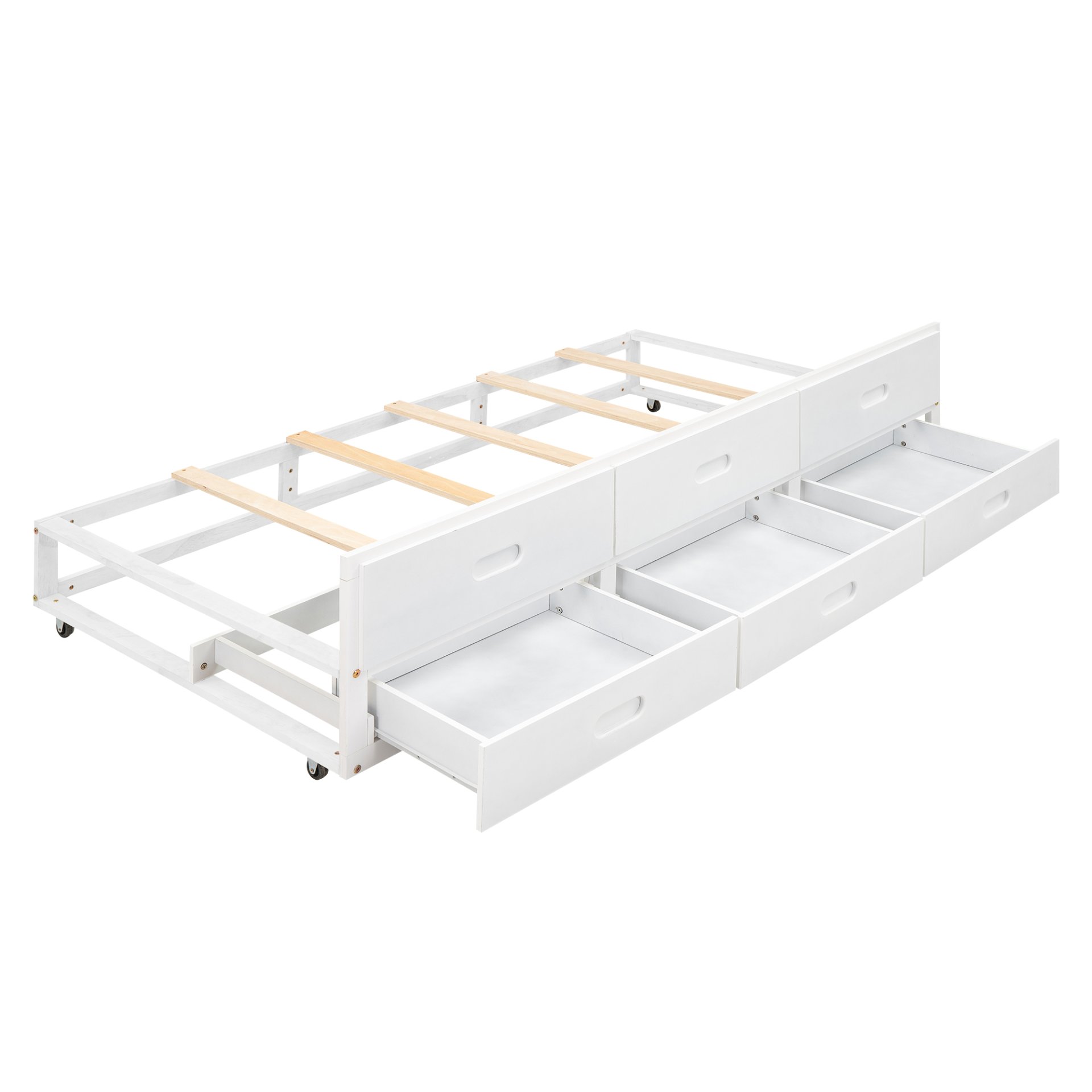 Full Size Platform Bed With Storage Headboard, USB Ports, Twin Trundle, 3 Drawers Construction - White - Image 10