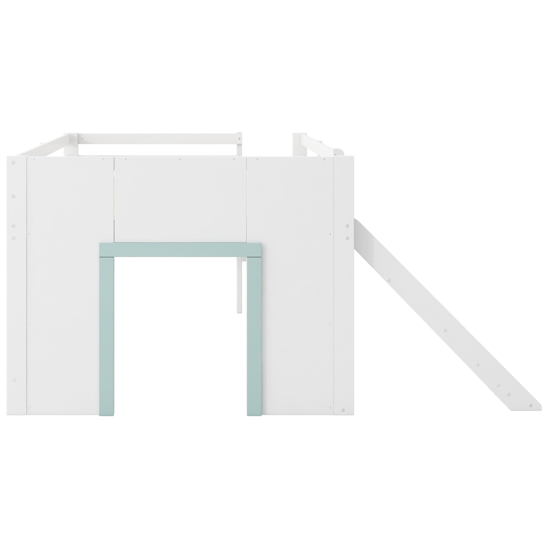 Full Size Low Loft Bed With Slide, Three Storage Drawers, And 2 Doors - White - Image 13