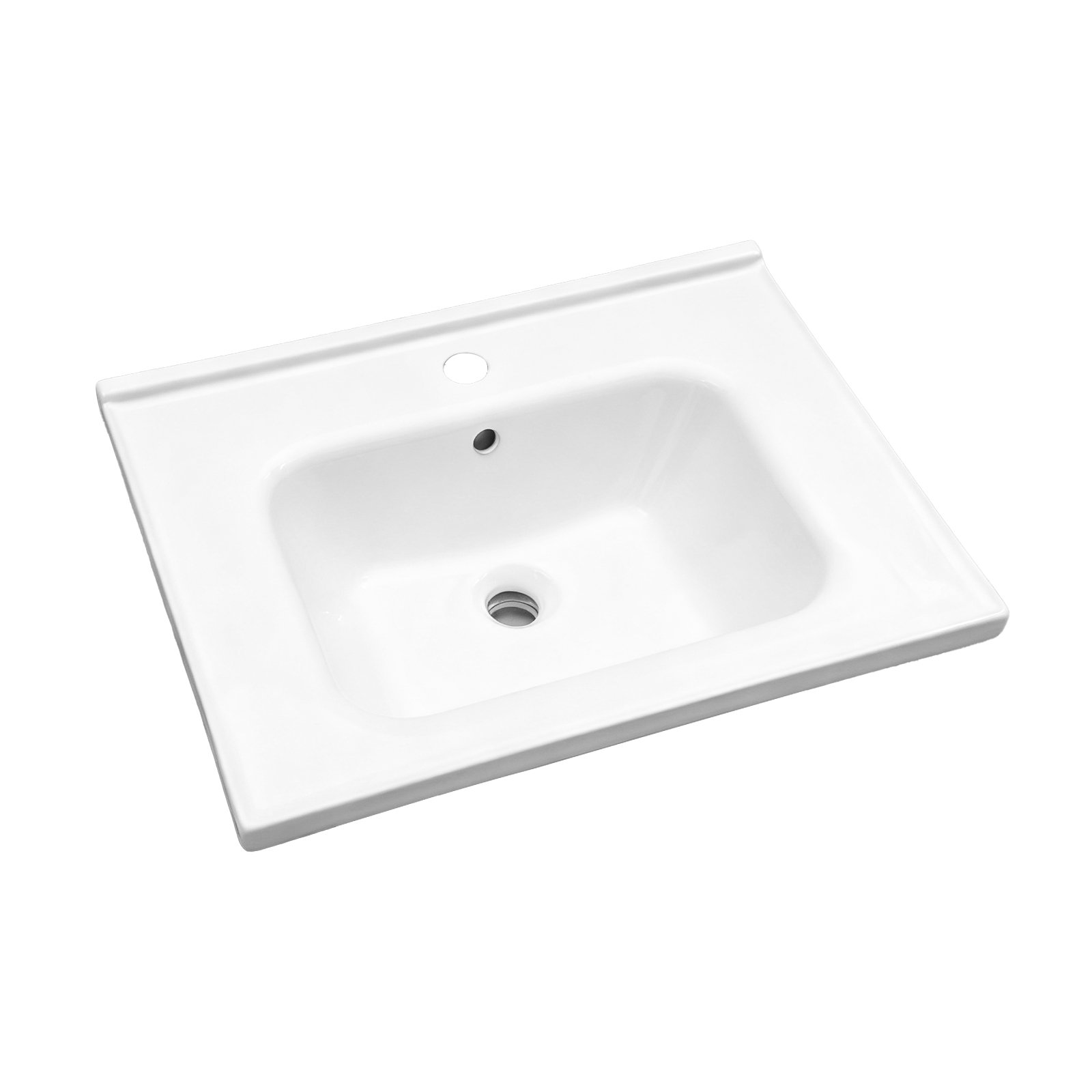 Rectangular Single Vanity Top With 1 Faucet Hole And Overflow Ceramic - White - Image 11