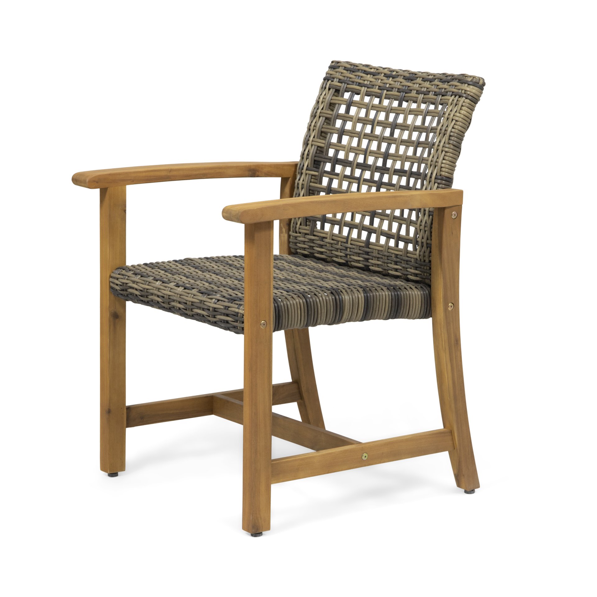 Outdoor Dining Chair (Set of 2), Teak Acacia Wood Frame - Natural Stained - Image 8