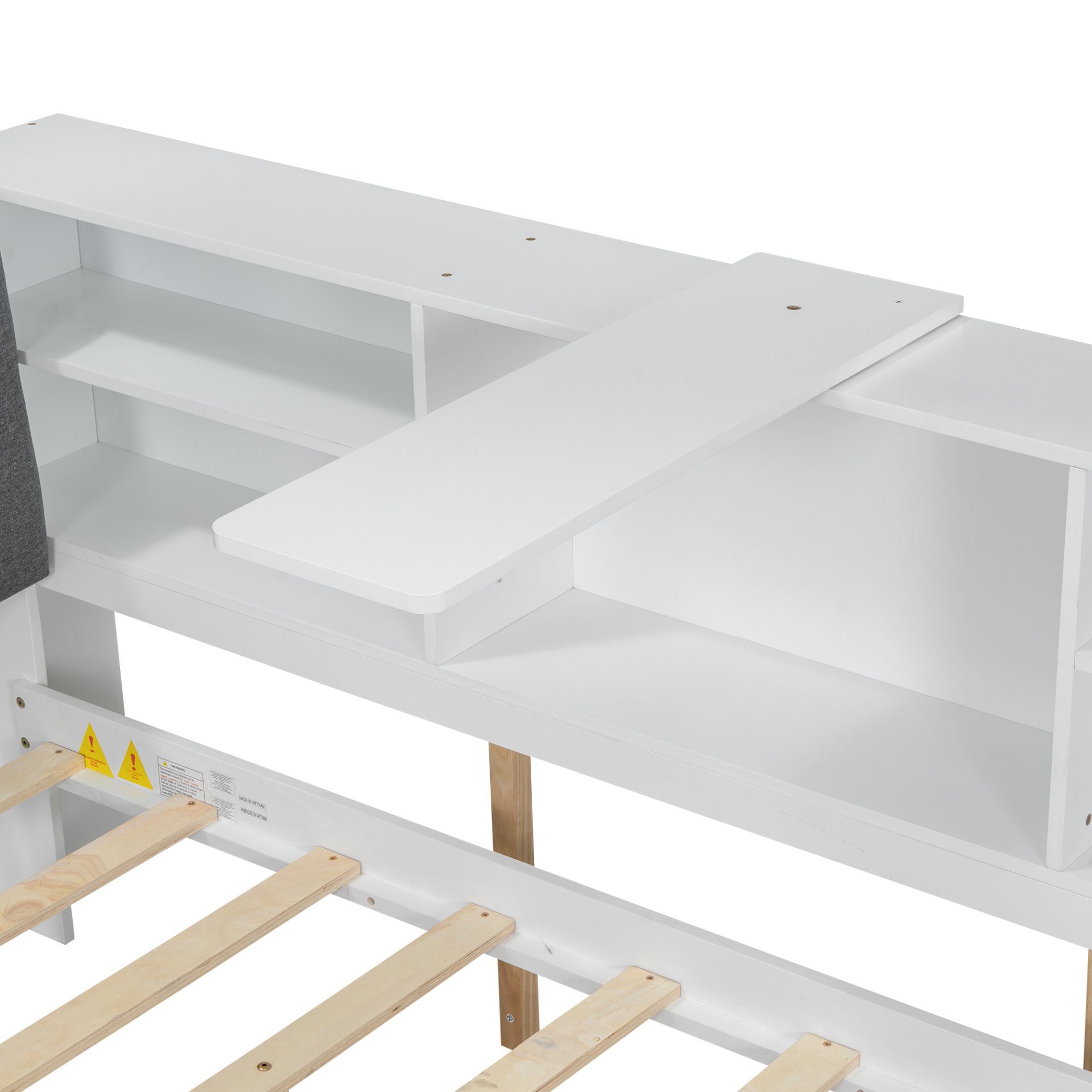 Full Size Platform Bed With Trundle, Shelves, And Storage Headboard - White - Image 7