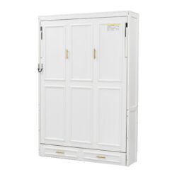 Full Size Murphy Bed With 2 Drawers - Beige