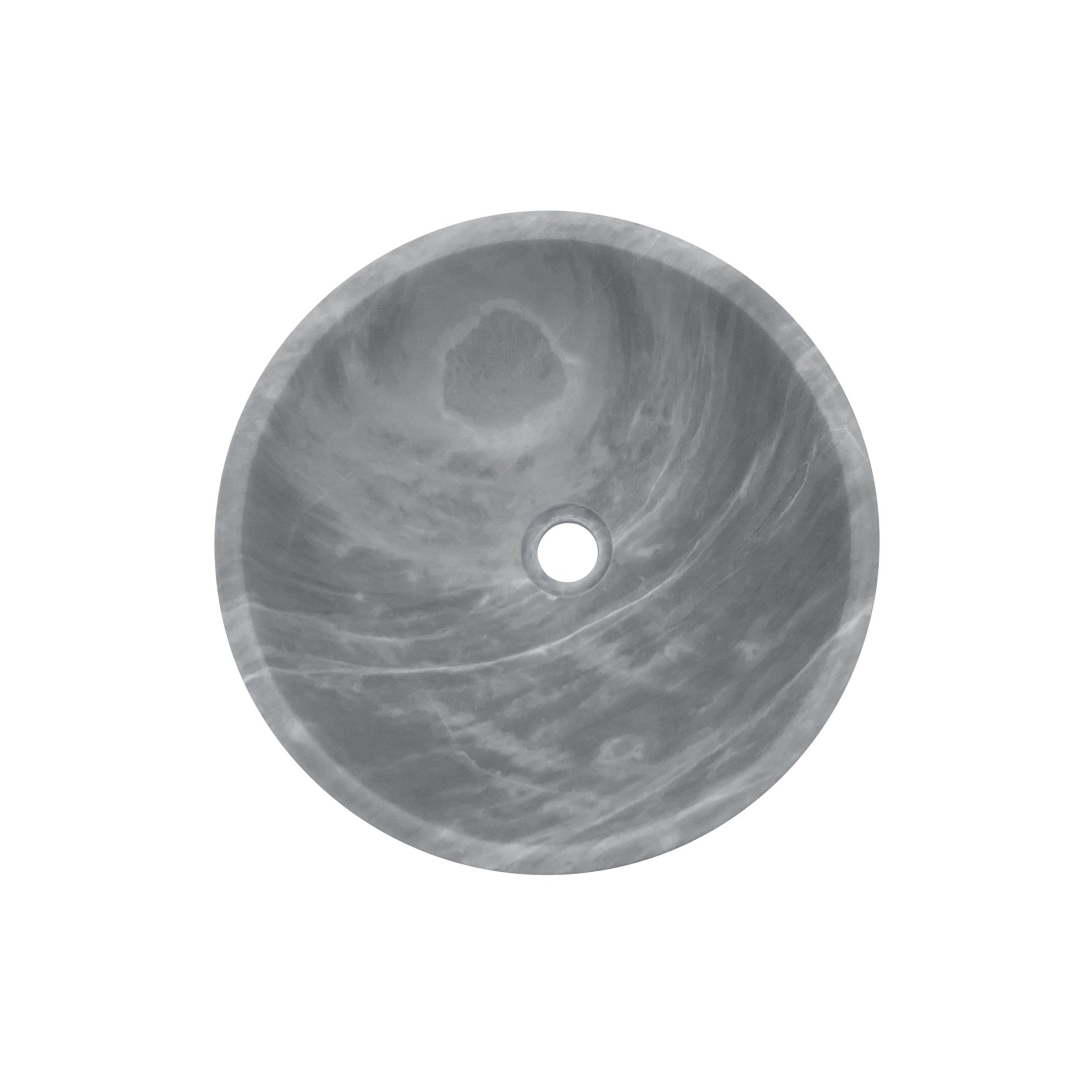 Bathroom Vessel Sink, Semi Polished Surface, Genuine Real Marble - Gray - Image 12