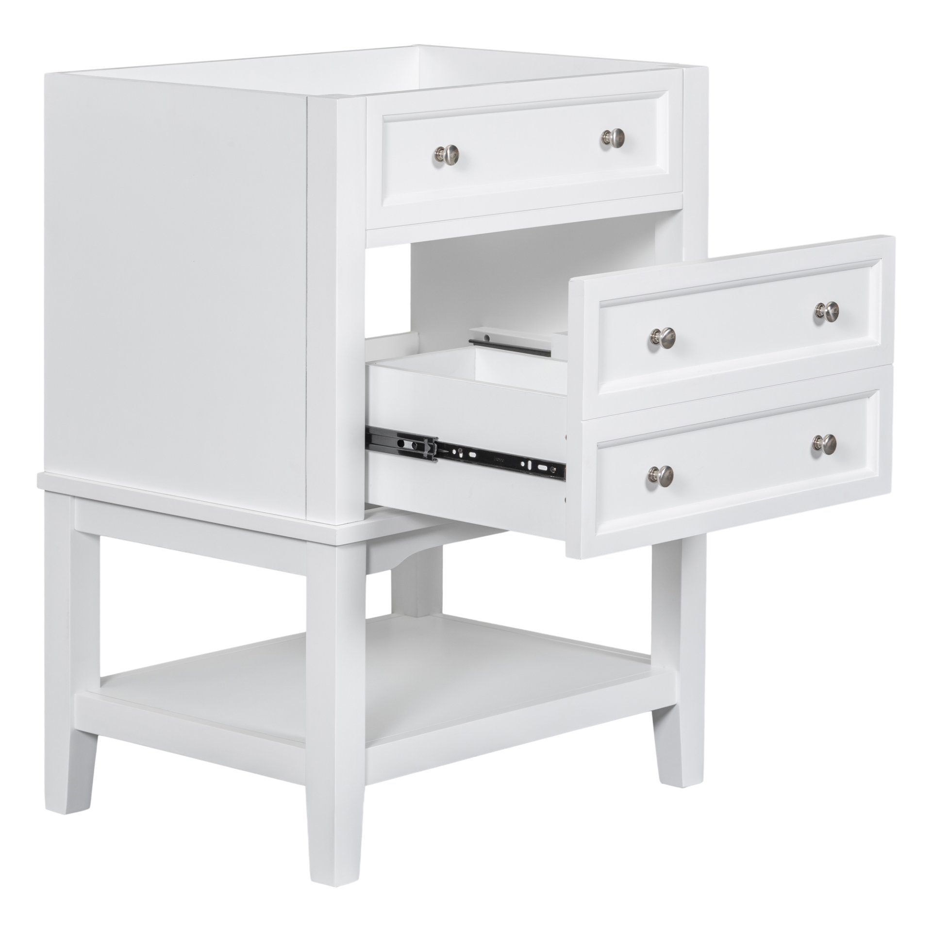 24" Bathroom Vanity Without Sink, Base Only, Storage Cabinet With Drawer And Open Shelf - White - Image 8