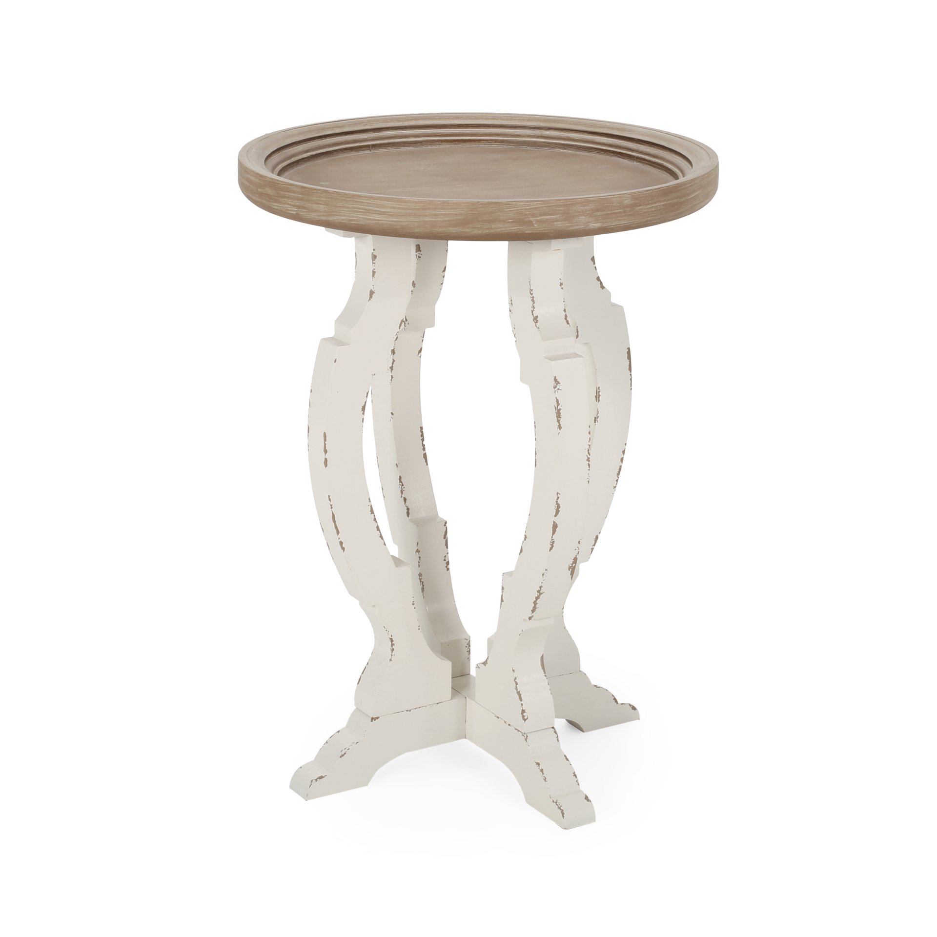 French Country Style Accent Table With Hourglass Design - Natural - Image 5