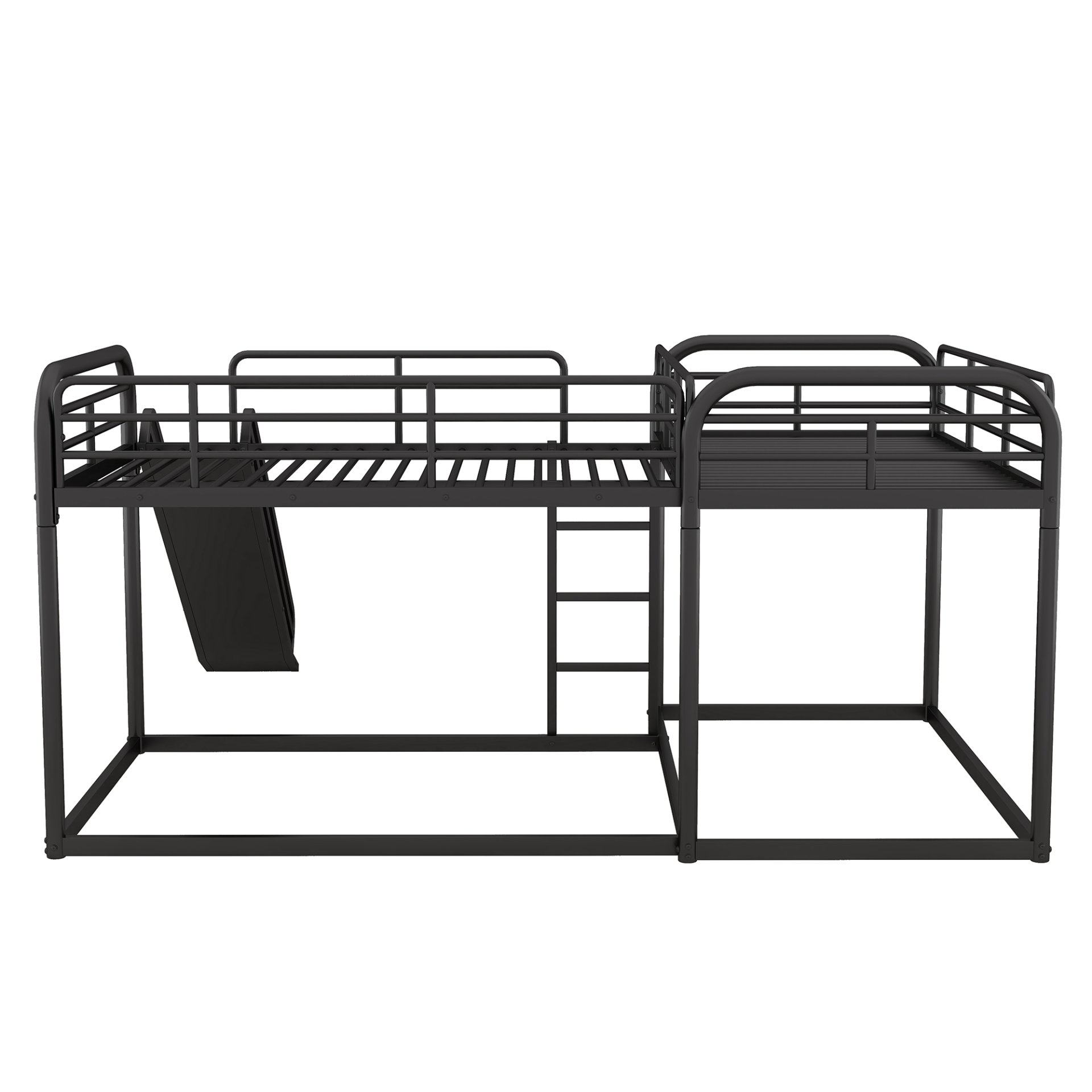 L-Shaped Bunk Bed With Slide And Short Ladder For Full And Twin Size - Black - Image 8